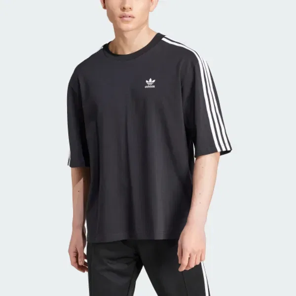 Футболка оверсайз с 3-полосным дизайном, Adicolor, Adidas, черный — фото 2