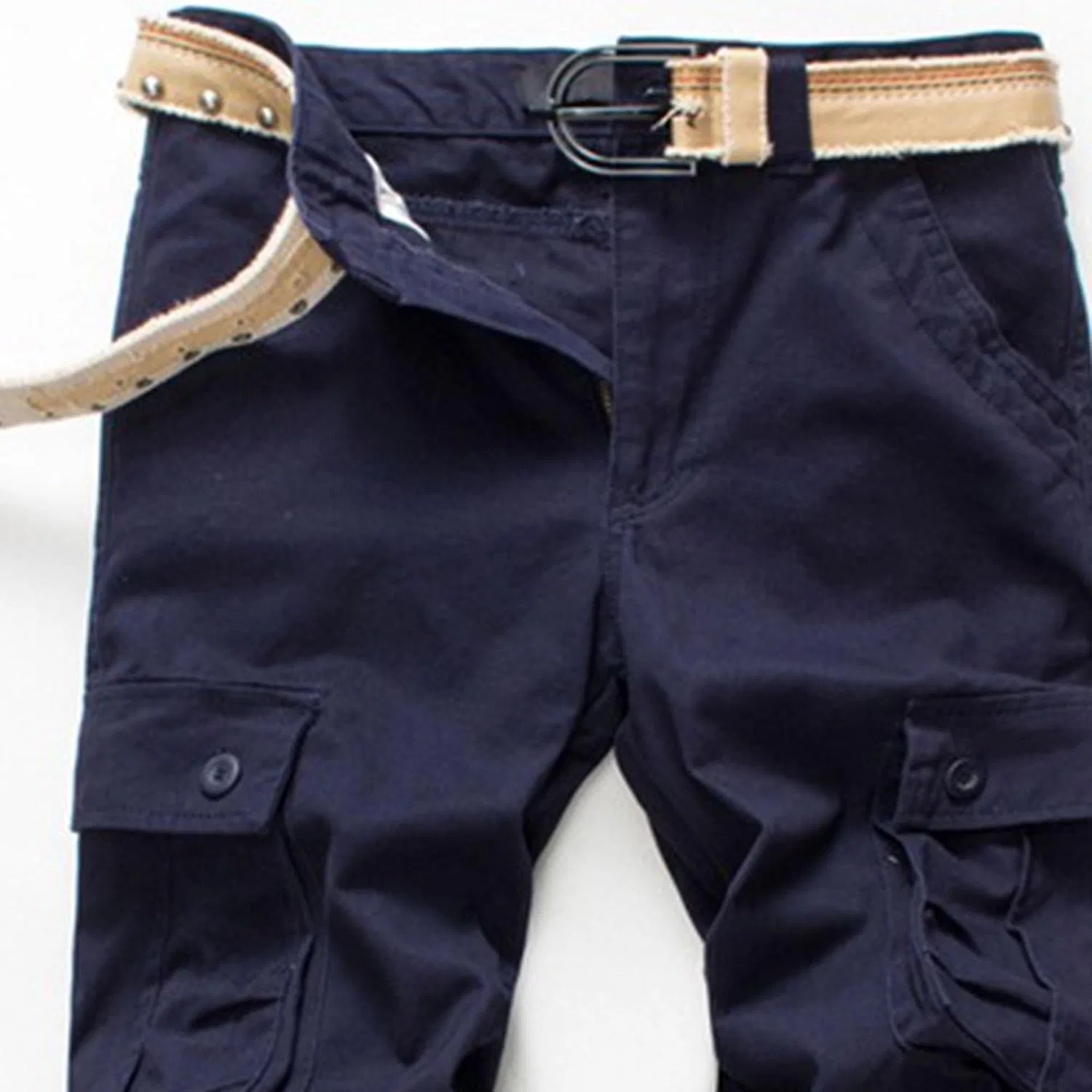 Мужские карго брюки с множеством карманов, Slim Straight Fit, тёмно-синий — фото 4