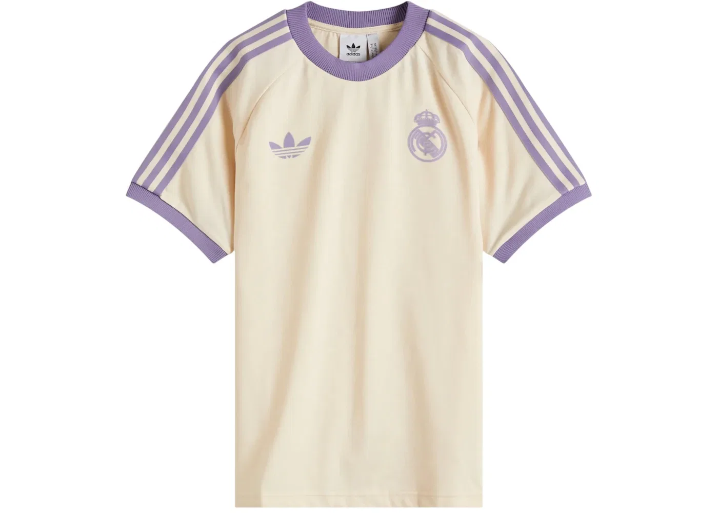 Мужская футболка с принтом Adidas Real Madrid CF OG 3 Stripe T-shirt, Wonder White/Magic Lilac