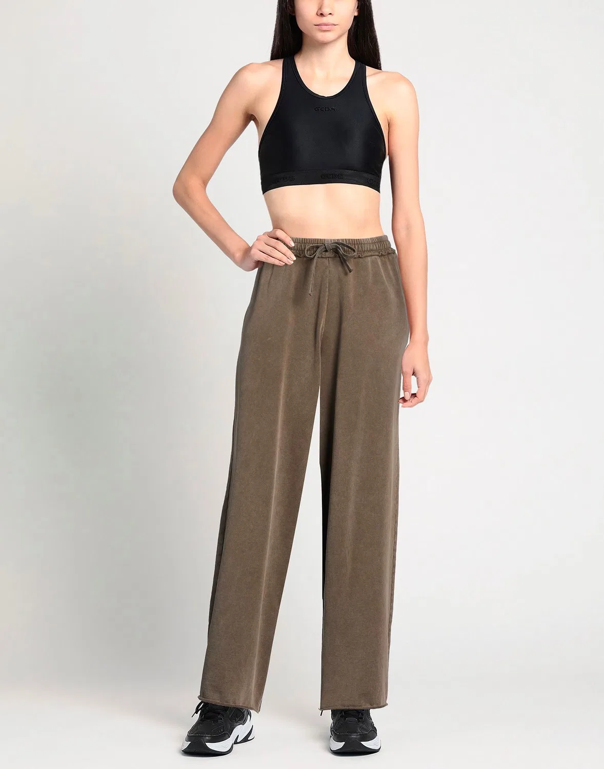 Женские спортивные штаны с высокой посадкой на кулиске Acne Studios, коричневый — фото 2