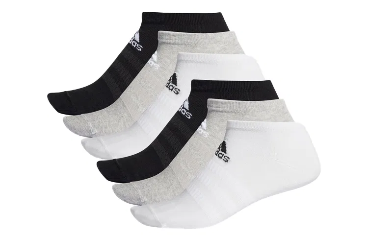Детские носки-невидимки, набор из 6 пар, Adidas, Black White Gray