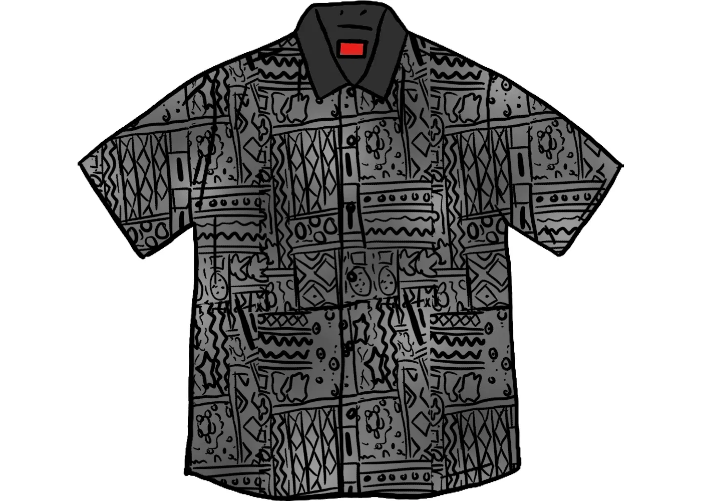 Мужское поло с принтом Supreme Patchwork Knit Zip Up Polo, Black