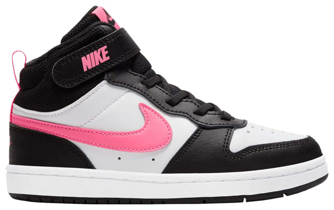 Детские кроссовки для мальчиков с кожаным верхом Court Borough Mid 2 Nike, Black/Sunset Pulse/White