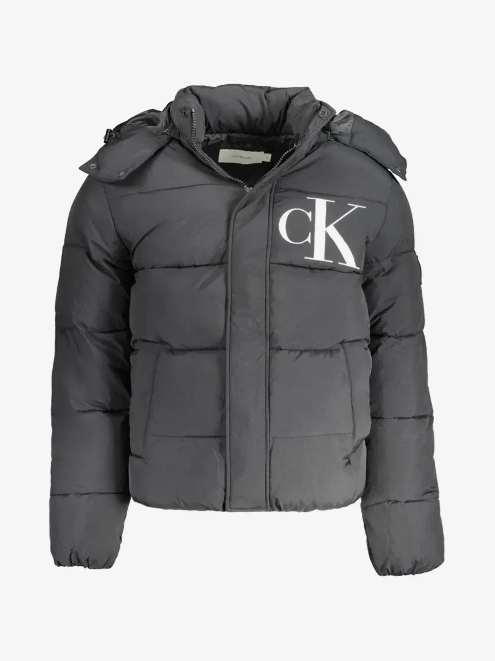 Стеганая куртка с капюшоном с логотипом Calvin Klein, черный
