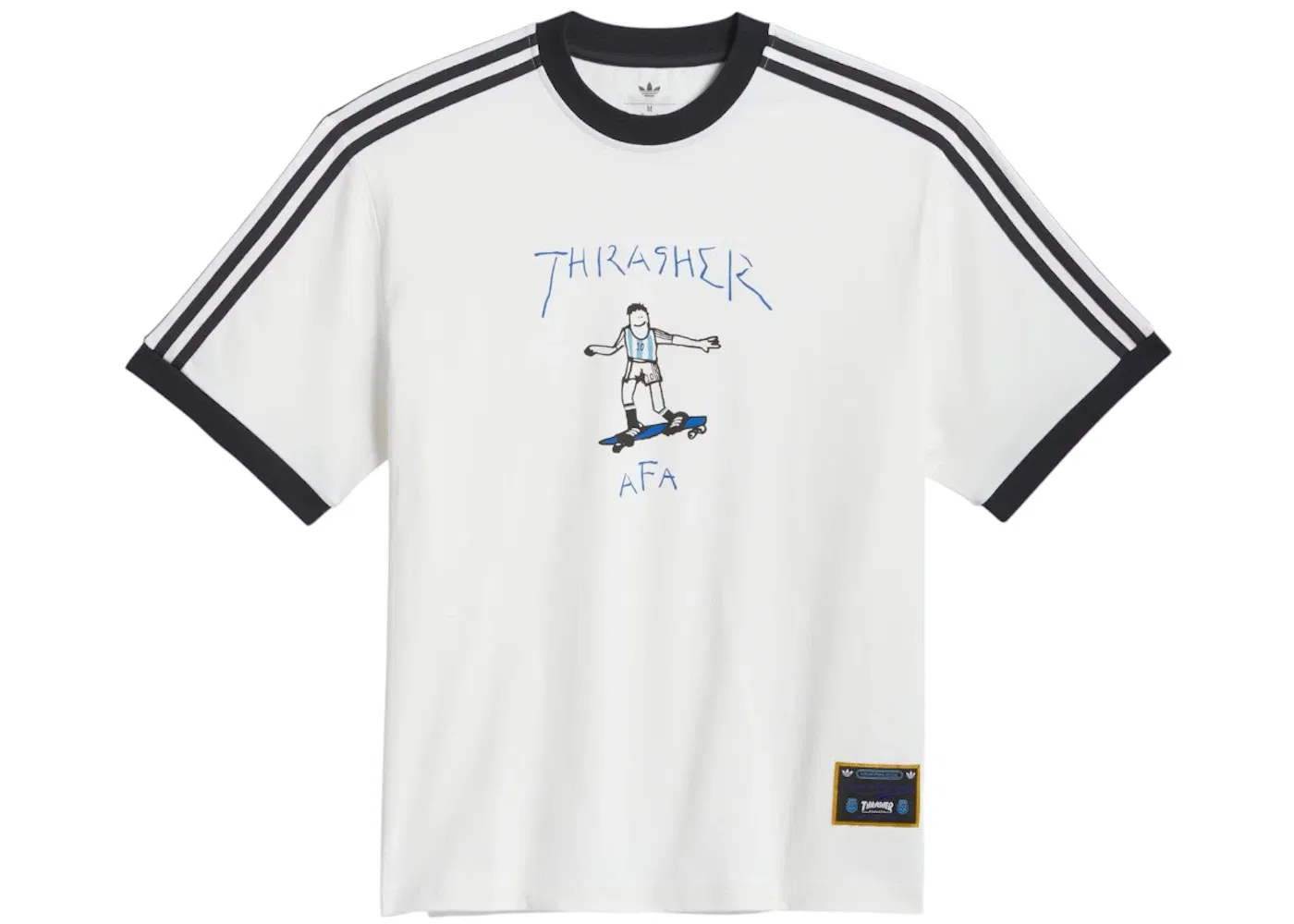 Мужская футболка с принтом Adidas x Thrasher Argentina Gonz Ringer T-shirt, White