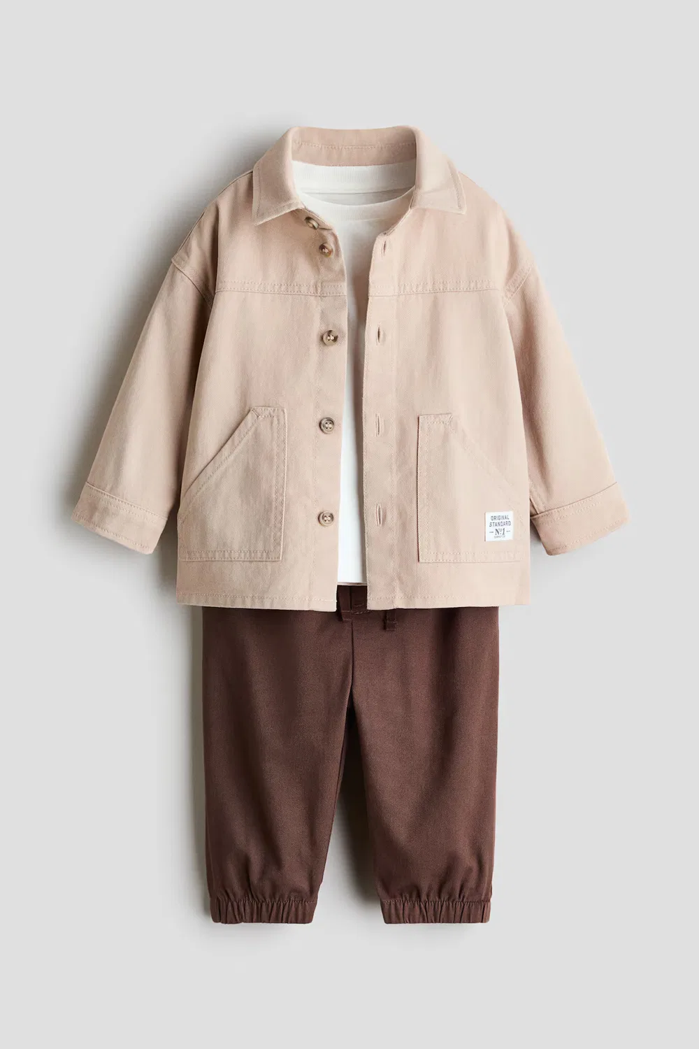 Хлопковый комплект из 3 предметов H&M, Hellbeige/Braun — фото 4