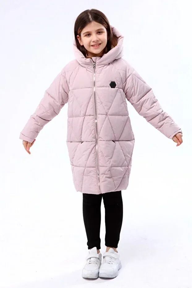 Детское пальто для девочек с капюшоном Girl'S coat 22bnt51251 Benitto Kids, Lilac