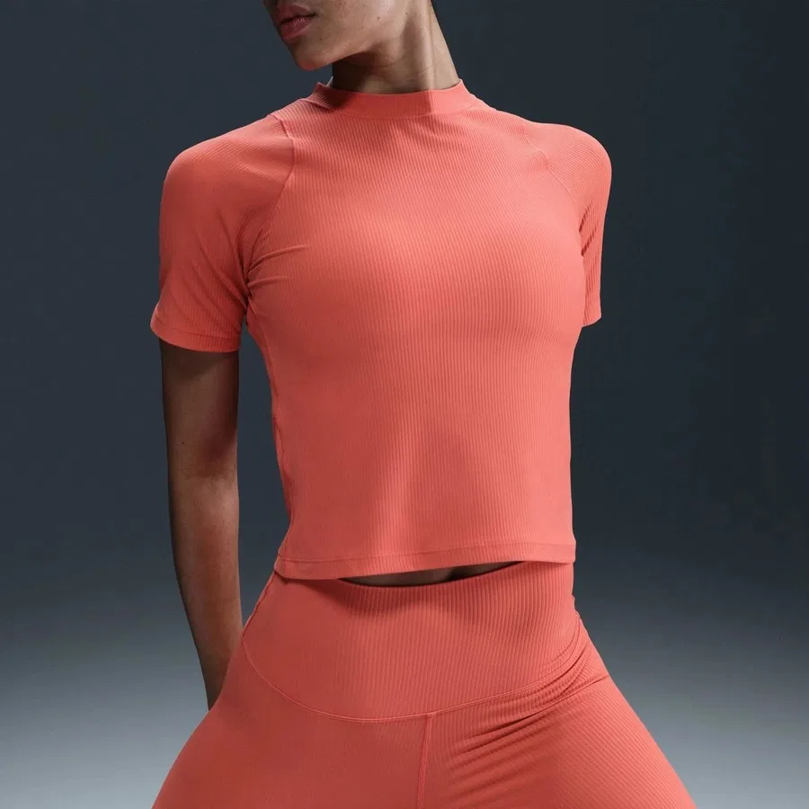 Спортивный топ-кроп с длинным рукавом Nike Zenvy Rib Dri-FIT, Оранжевый