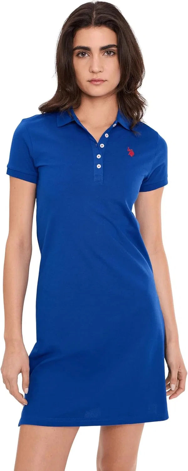 Женское пике-платье поло классическое U.S. POLO ASSN., Blue Raft