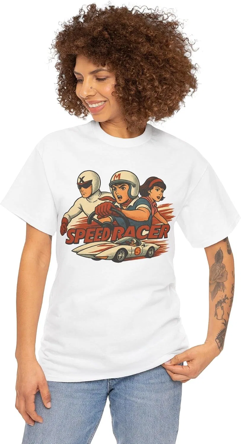 Женская футболка с принтом Retro Anime Inspired Speed Racer, белый — фото 2
