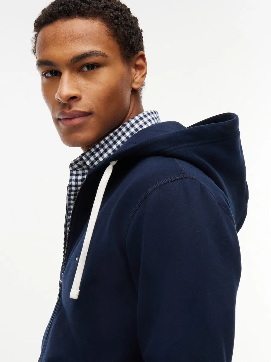 Толстовка на молнии TOMMY HILFIGER 'Essential' темно-синего цвета — фото 3