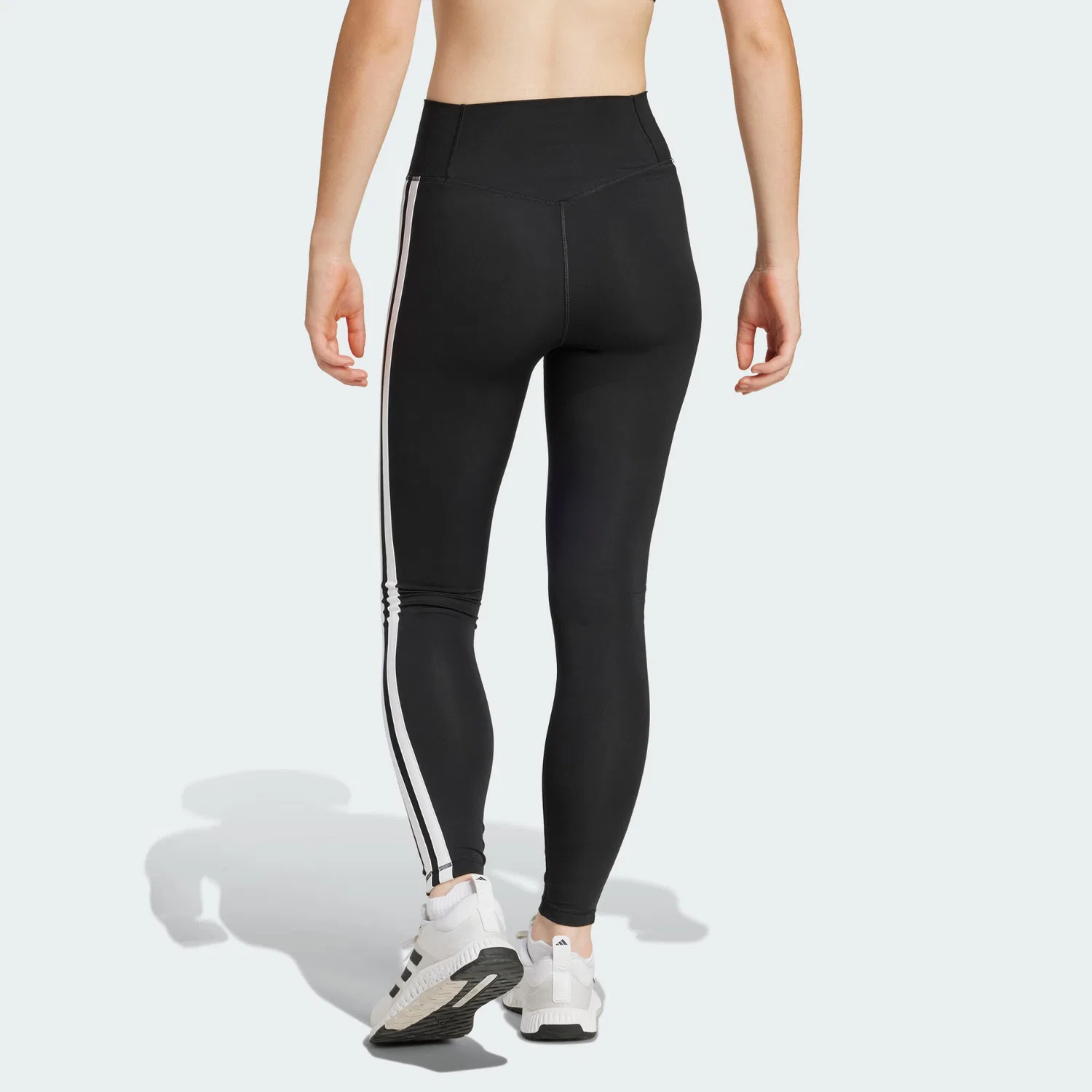 Женские леггинсы с высокой посадкой Optime Essentials 3-Stripes 7/8 Adidas, Schwarz Weiss Bunt — фото 3