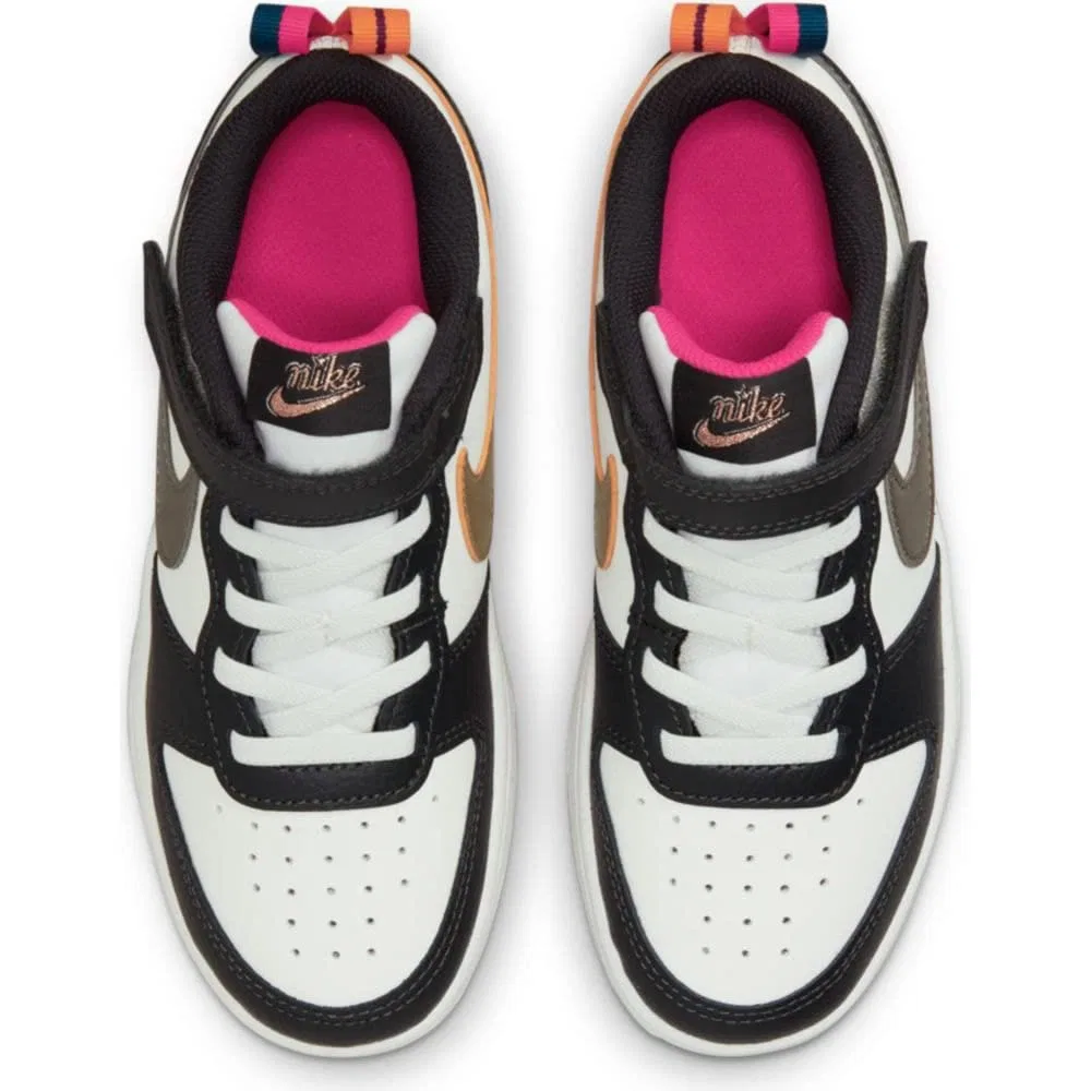 Детские кроссовки для мальчиков с кожаным верхом NIKE Court Borough Low 2 Se NIKE, Summit White Mtlc Pewter Off Noir — фото 4