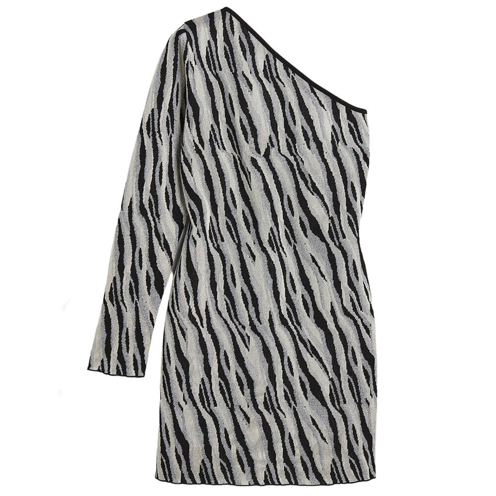 

Платье H&M One Shoulder Bodycon, серый/черный