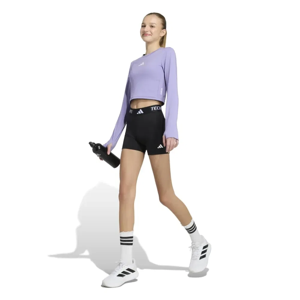 Детские леггинсы для девочек Techfit с длиной до колена Adidas, Black — фото 3