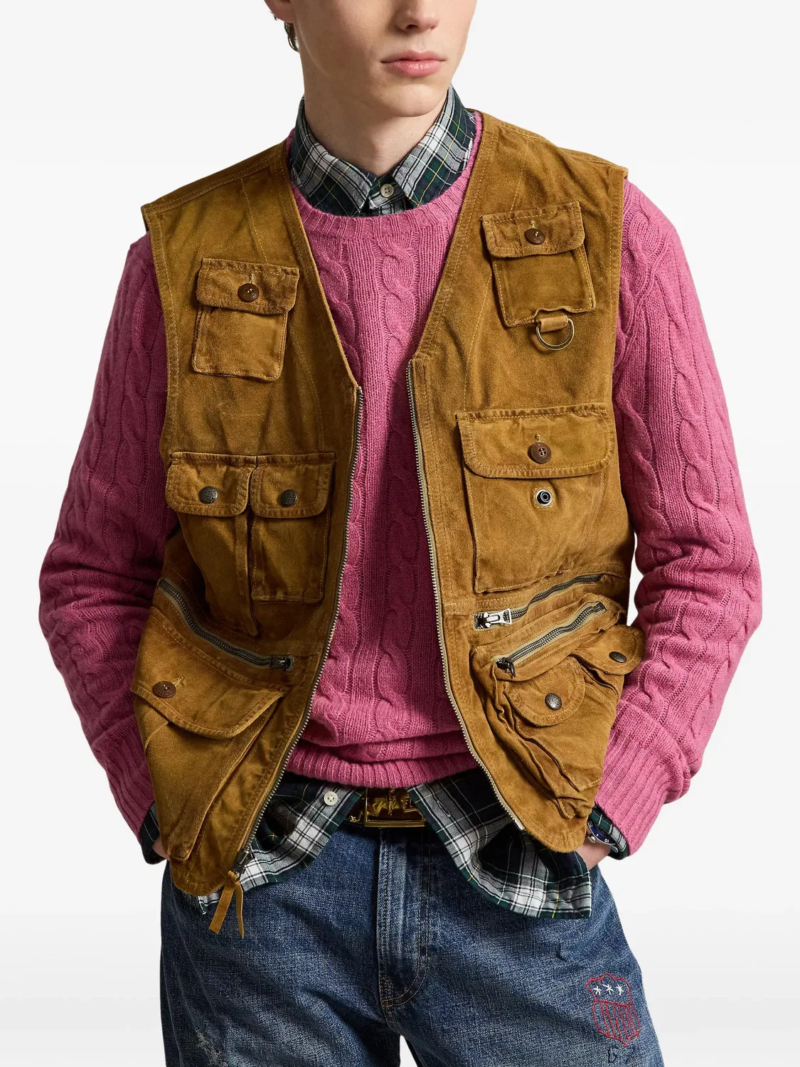 Жилет Utility из замши Polo Ralph Lauren, коричневый — фото 2