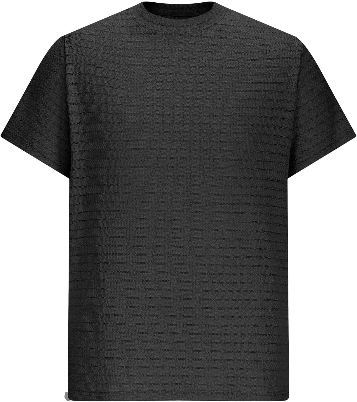 Мужская футболка свободного кроя с текстурой Crewneck, Black — фото 4
