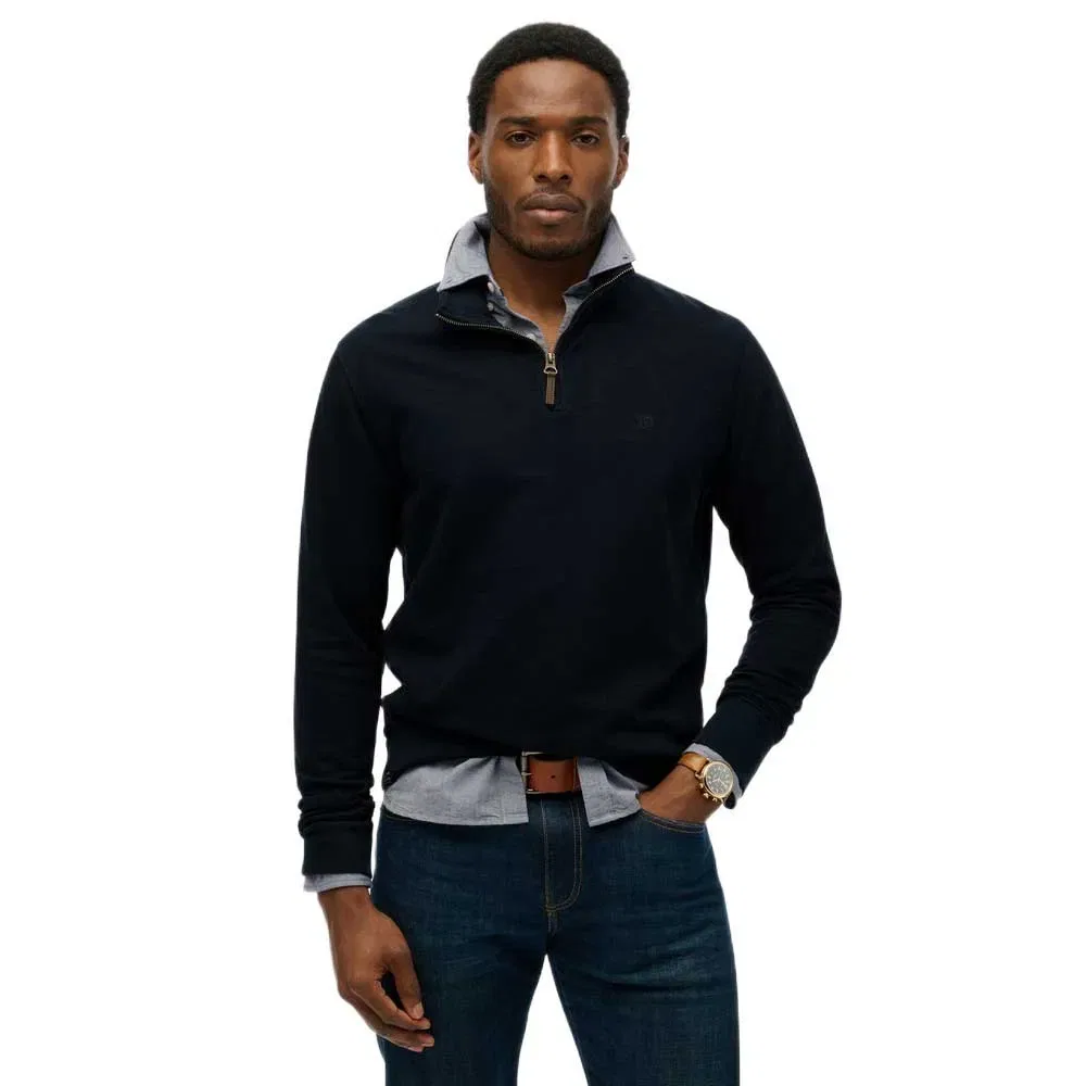 Свитер с полузастежкой-молнией Classic Essential Superdry, черный