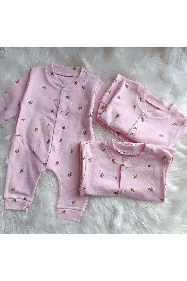 Детский комбинезон для девочек хлопковый Crispy floral cotton baby jumpsuit Nayinom, Pink