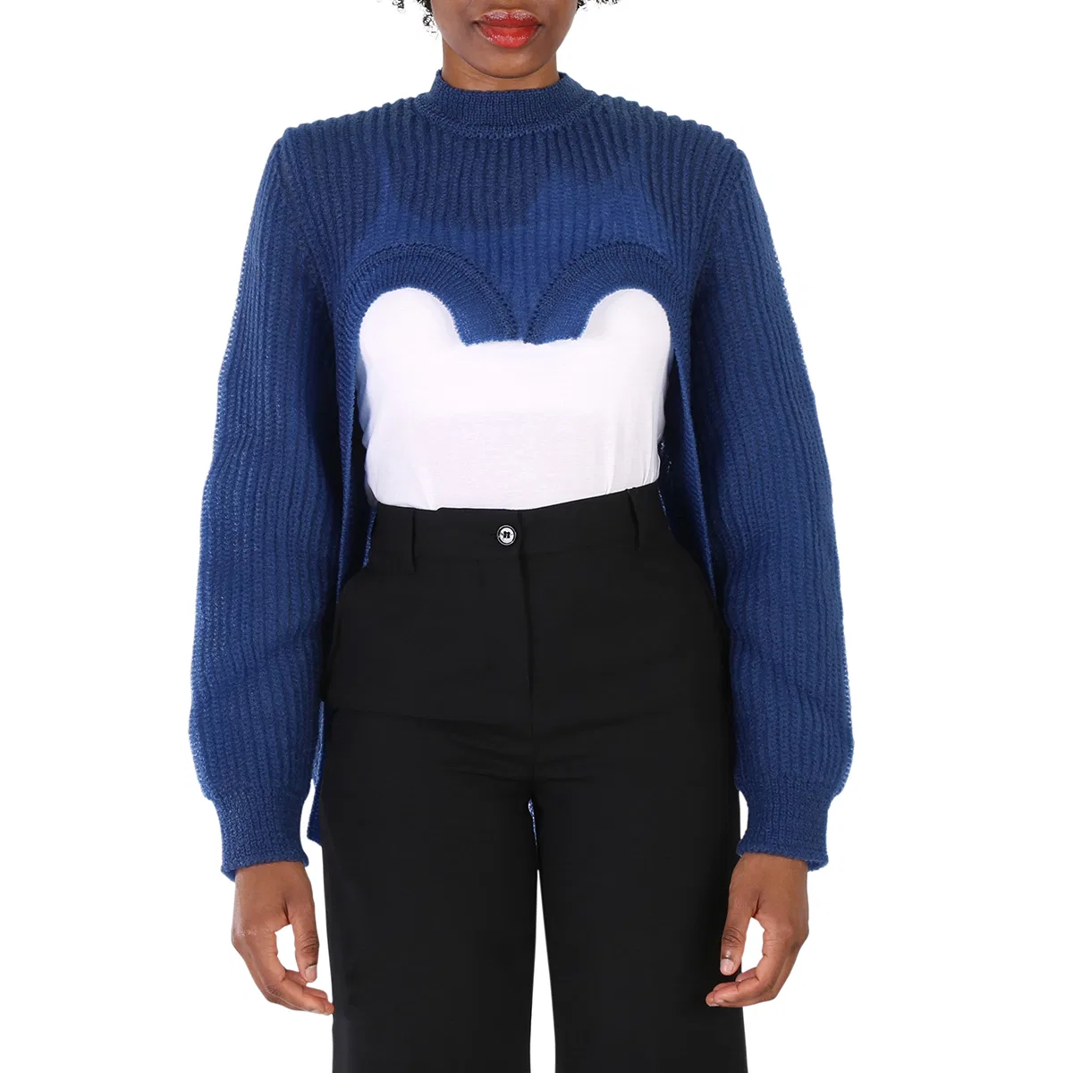 Свитер с вырезами Warm Royal Blue Cut-Out Knit Technical Reconstructed Burberry, Warm Royal Blue