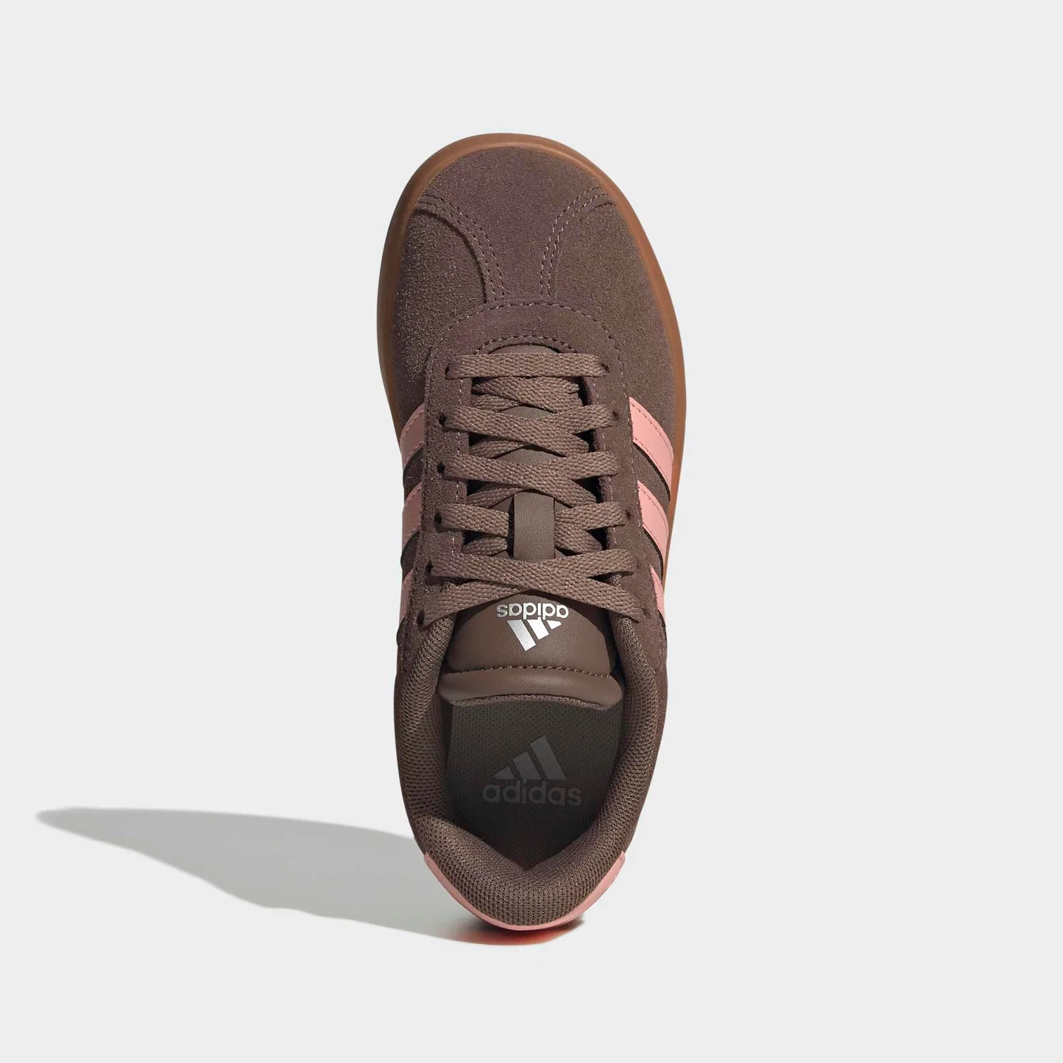 Детские кожаные кроссовки VL Court 3.0 Adidas, Earth Strata/Semi Frozen Turbo/Amber Gum — фото 4