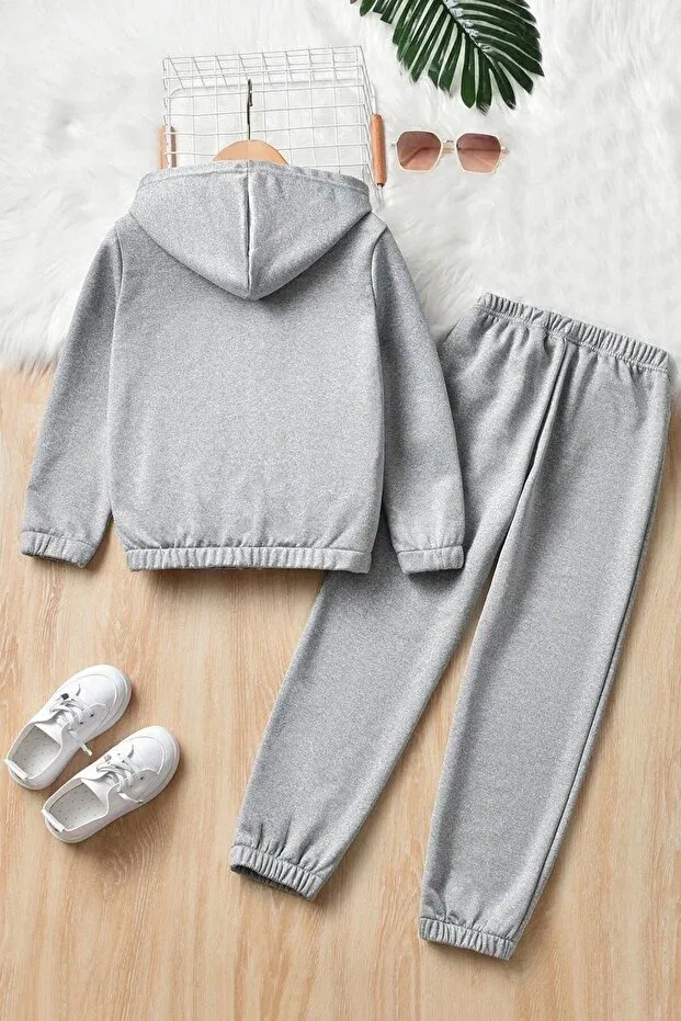 Детский спортивный костюм для девочек с принтом Appa Track Suit Trendypassion, Gri — фото 2