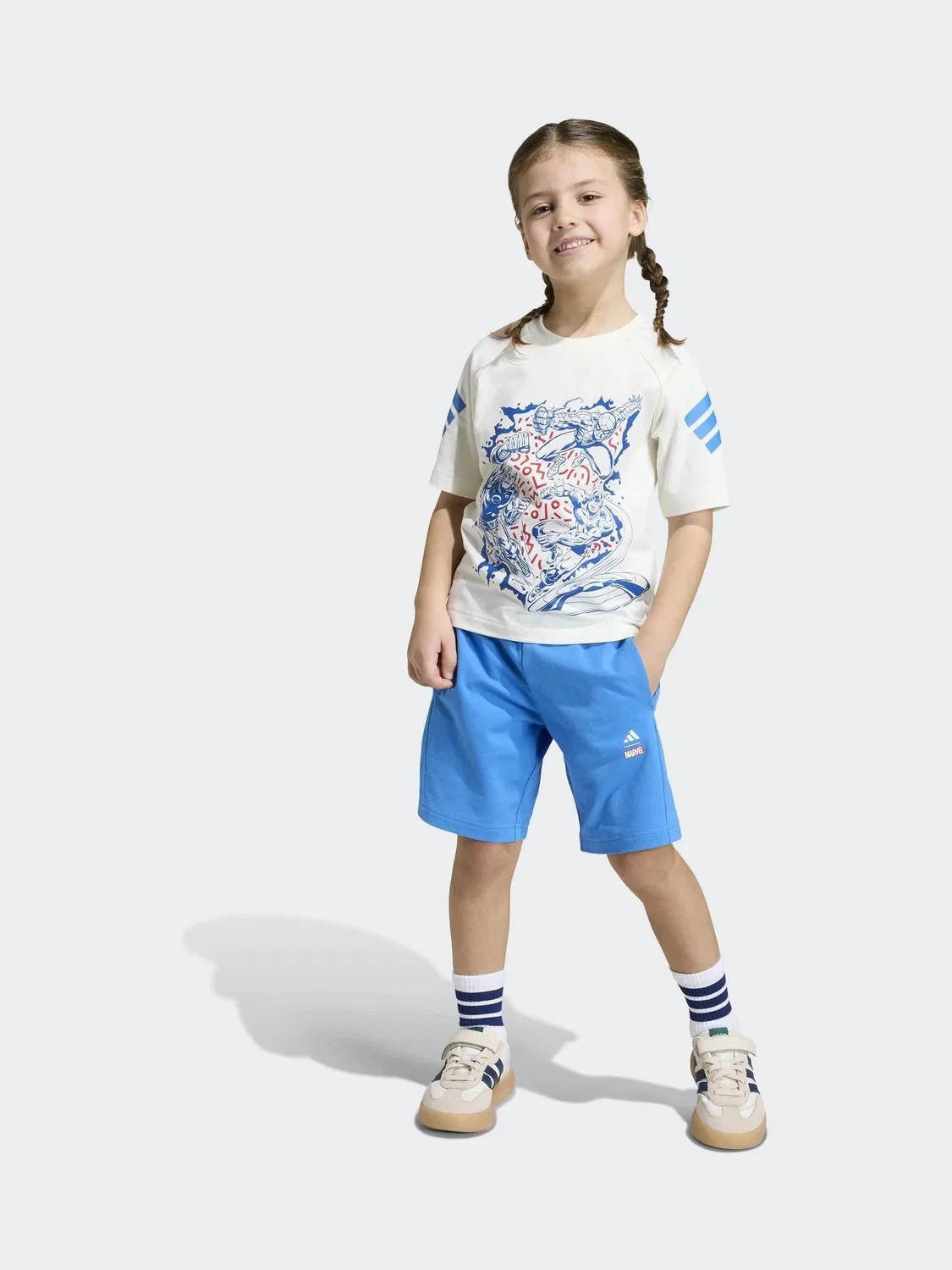 Комплект футболка и шорты Marvel Avengers adidas, белый — фото 2