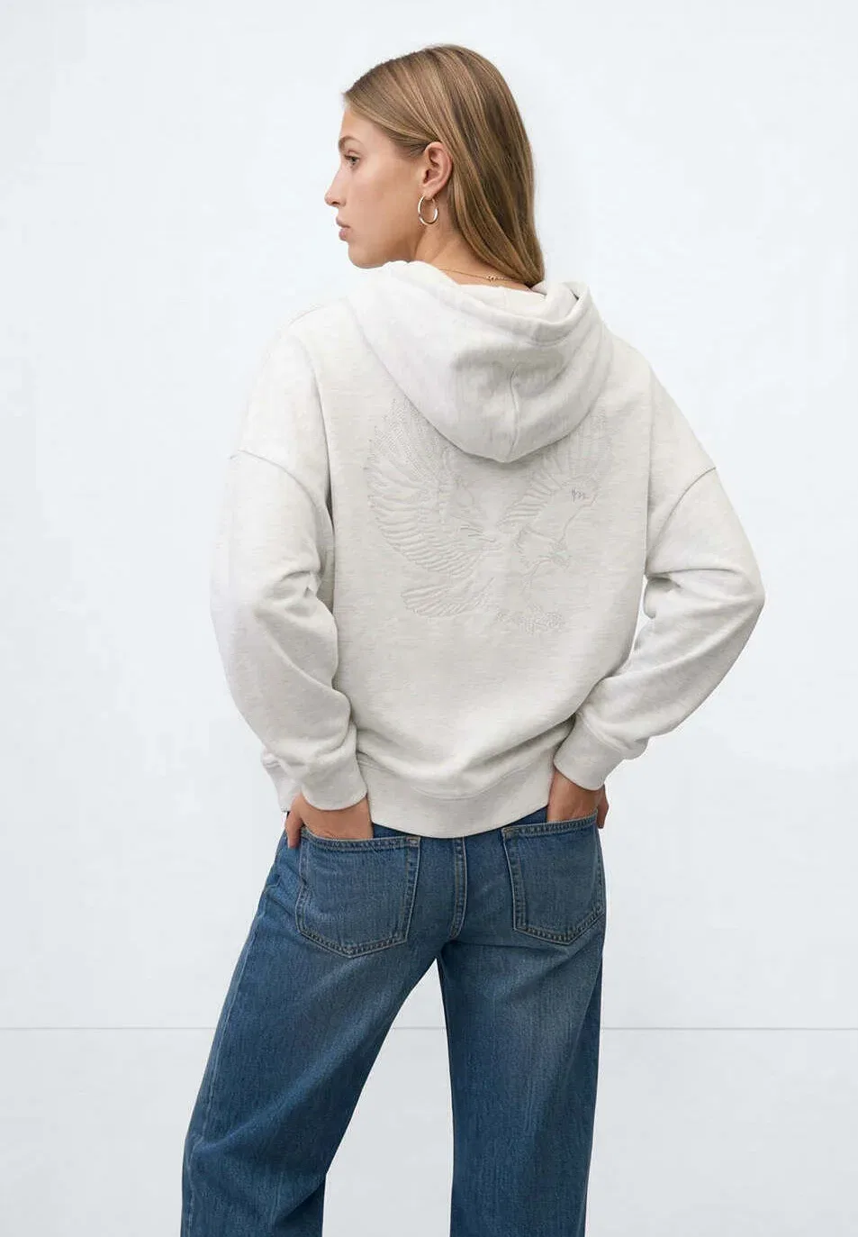 Подростковая толстовка Mango Kids, Mottled Light Grey — фото 3