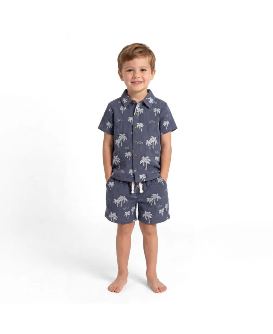 Комплект из рубашки и шорт из хлопка Tropical Palm Tree Andy & Evan, Grey Palm Tree — фото 2