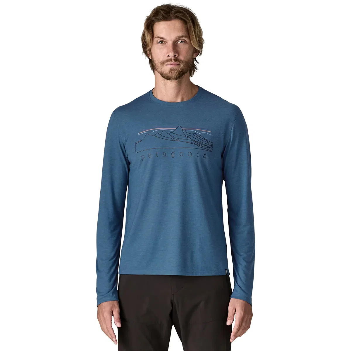 Мужская футболка с длинным рукавом Stratapeaks Patagonia, Aquatic Blue