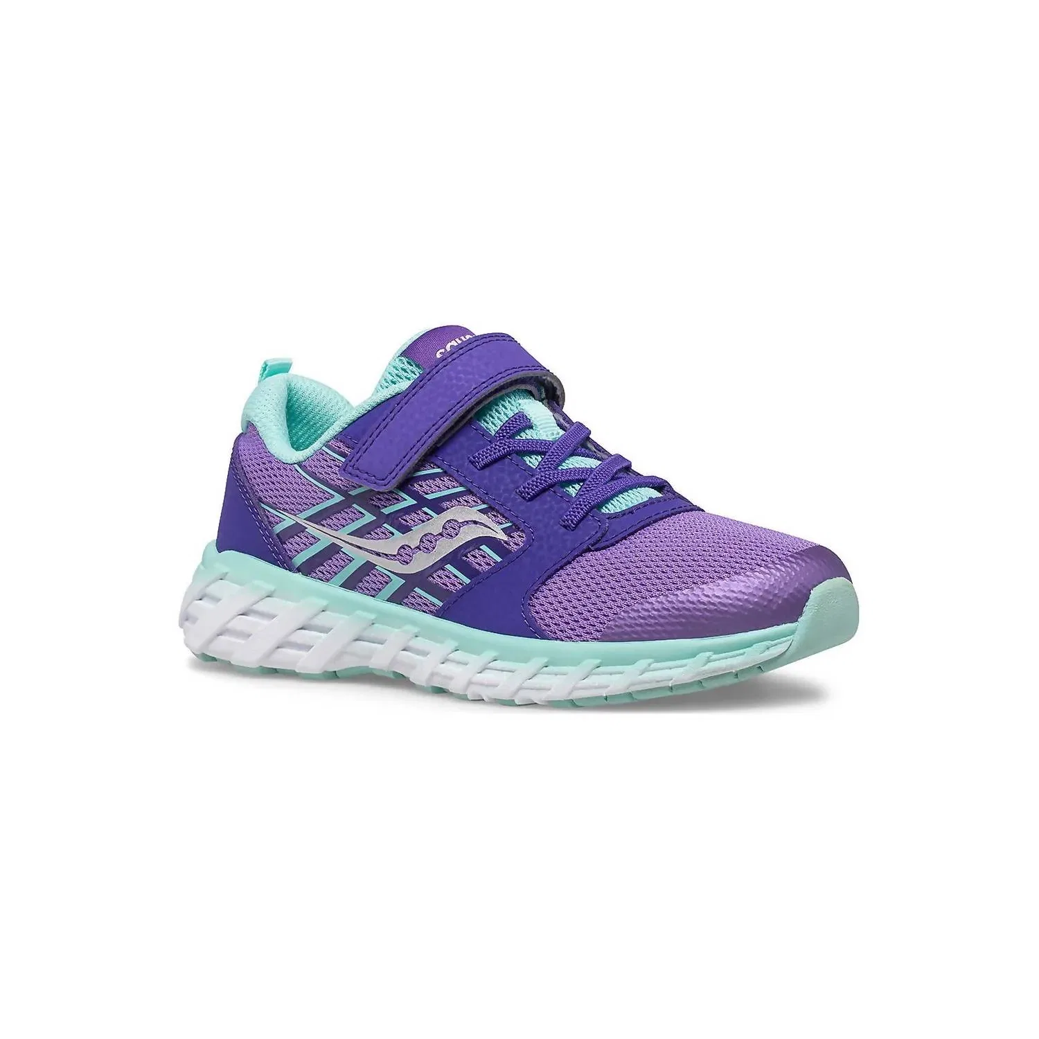 Детские кроссовки для девочек на липучках Wind 2.0 A/C SAUCONY, Purple/Turquoise
