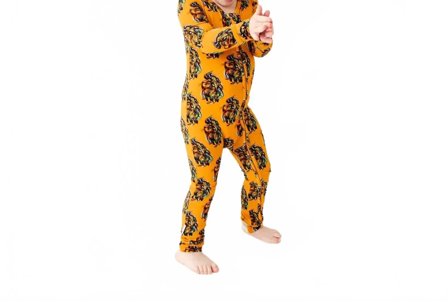 Детский боди-комбинезон с трансформирующимися манжетами The Mane Event Bamboo Convertible Footie Dreamiere, оранжевый — фото 3