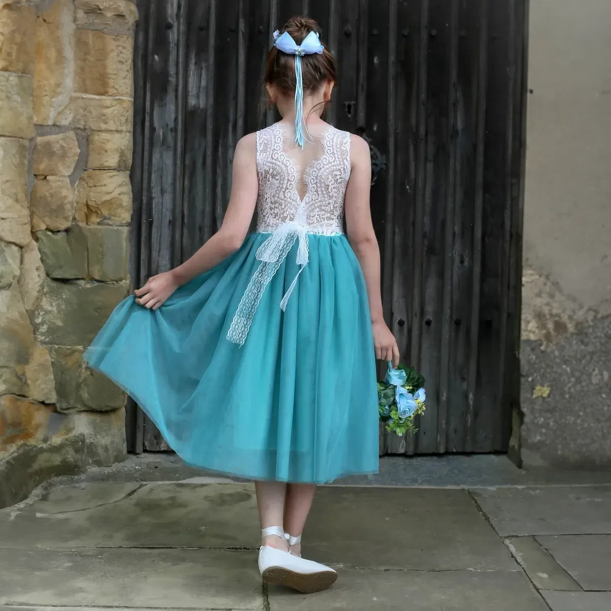 Платье классическое богемное Bohemian Classic Dress, Uk Flower Girl Boutique, Teal — фото 4