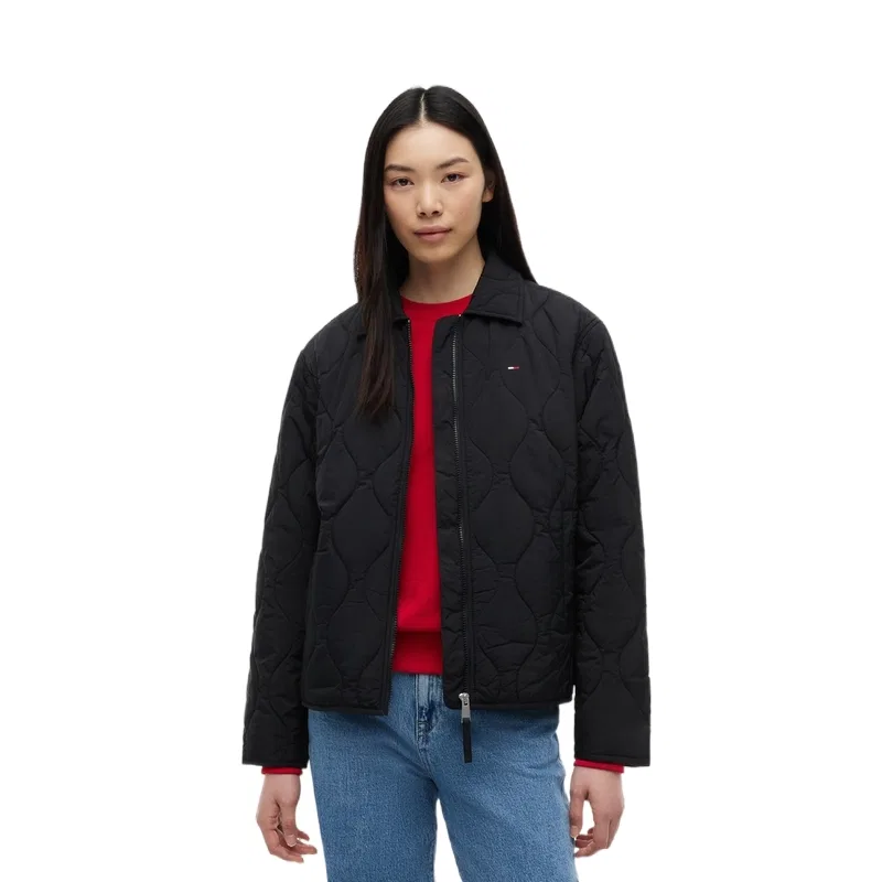 Женский пуховик с лацканами тонкий Tommy Hilfiger, Khaki AB9 — фото 3