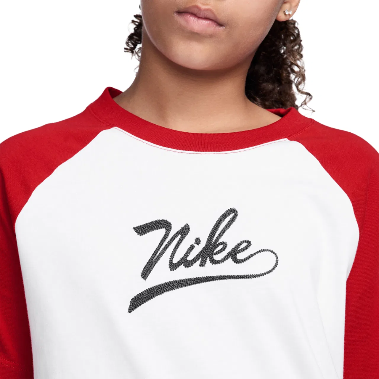 Футболка для мальчиков NSW Tee Raglan Script Nike, белый/красный — фото 3