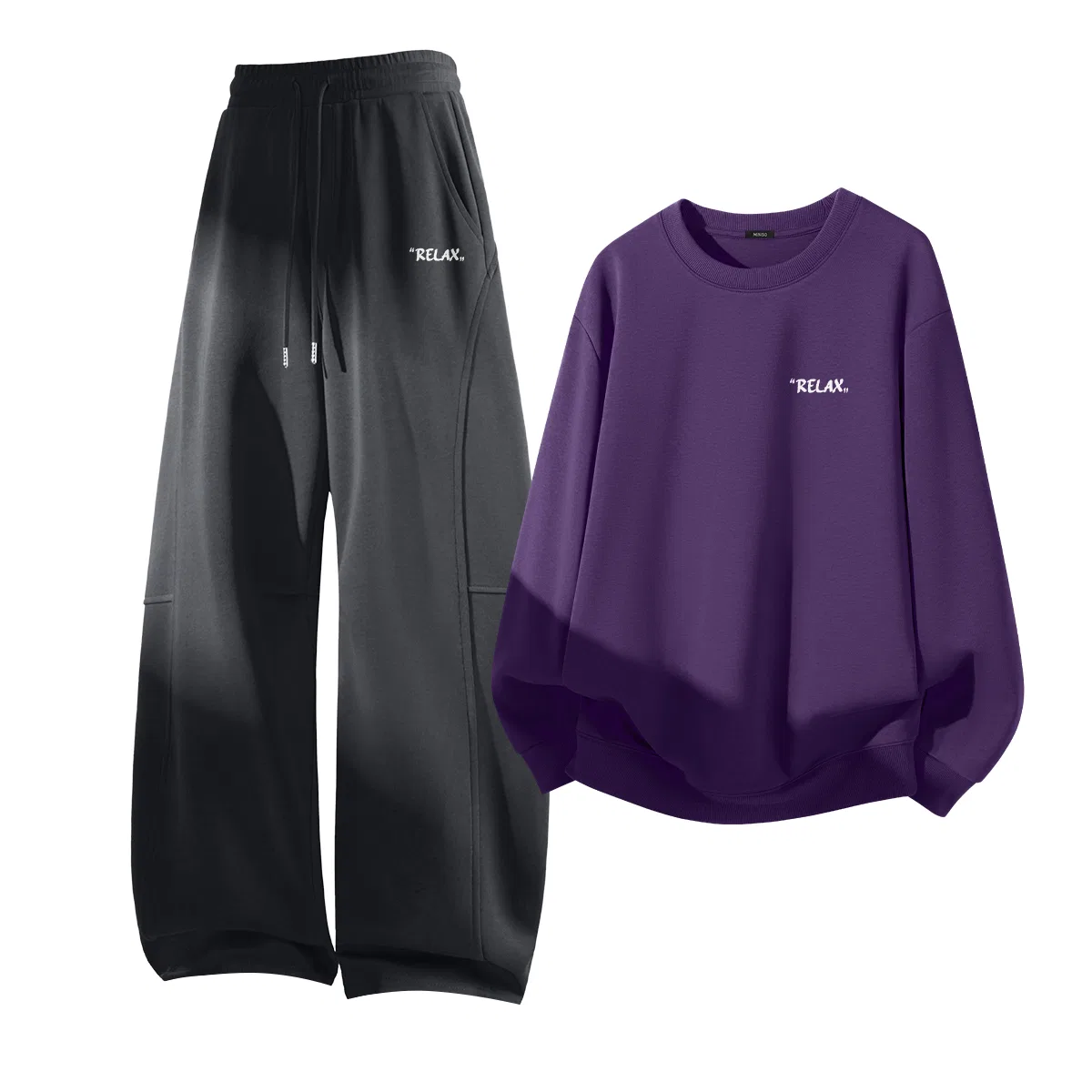 Комплект свитшотов детский с логотипом MINISO, Aurora Purple + Dark Gray