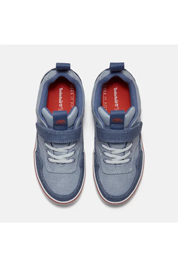 Детские ботинки для мальчиков с плоской подошвой Stone Jump Low Hook & Loop Sneaker Timberland, Lt Blue Canvas — фото 2