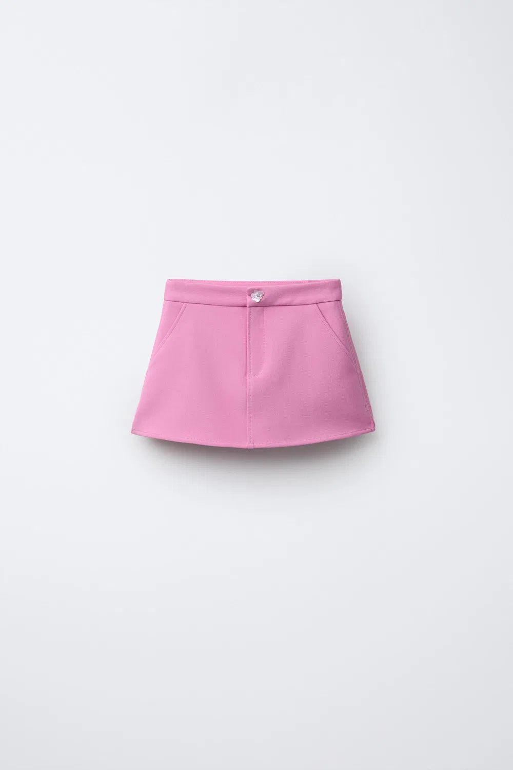 Юбка с пуговицами, украшенными стразами ZARA, Pink