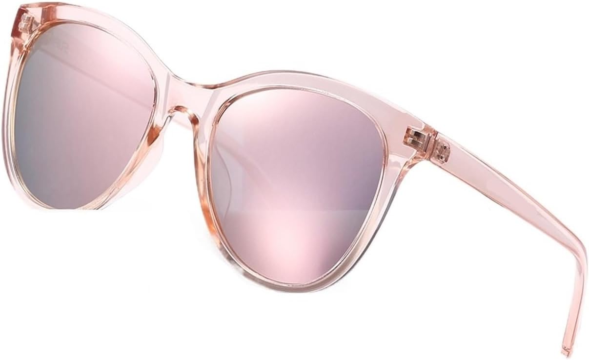

Прозрачные женские солнцезащитные очки, удобные, с красивой поликарбонатной оправой, для вечеринок и путешествий, с защитой от УФ-излучения UV400 и поляризацией QOGANS, Pink
