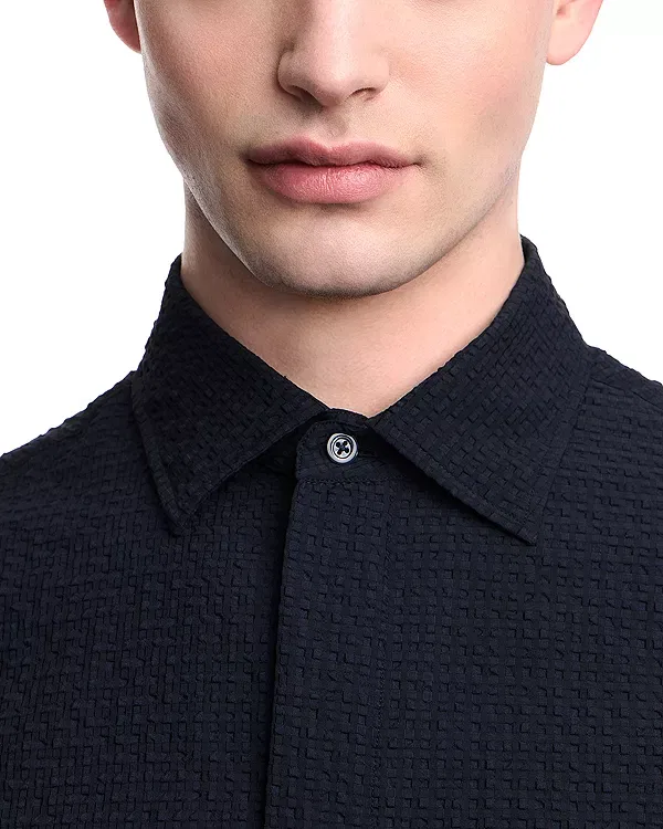 Мужская рубашка с коротким рукавом Emporio Armani, Dark Navy — фото 4