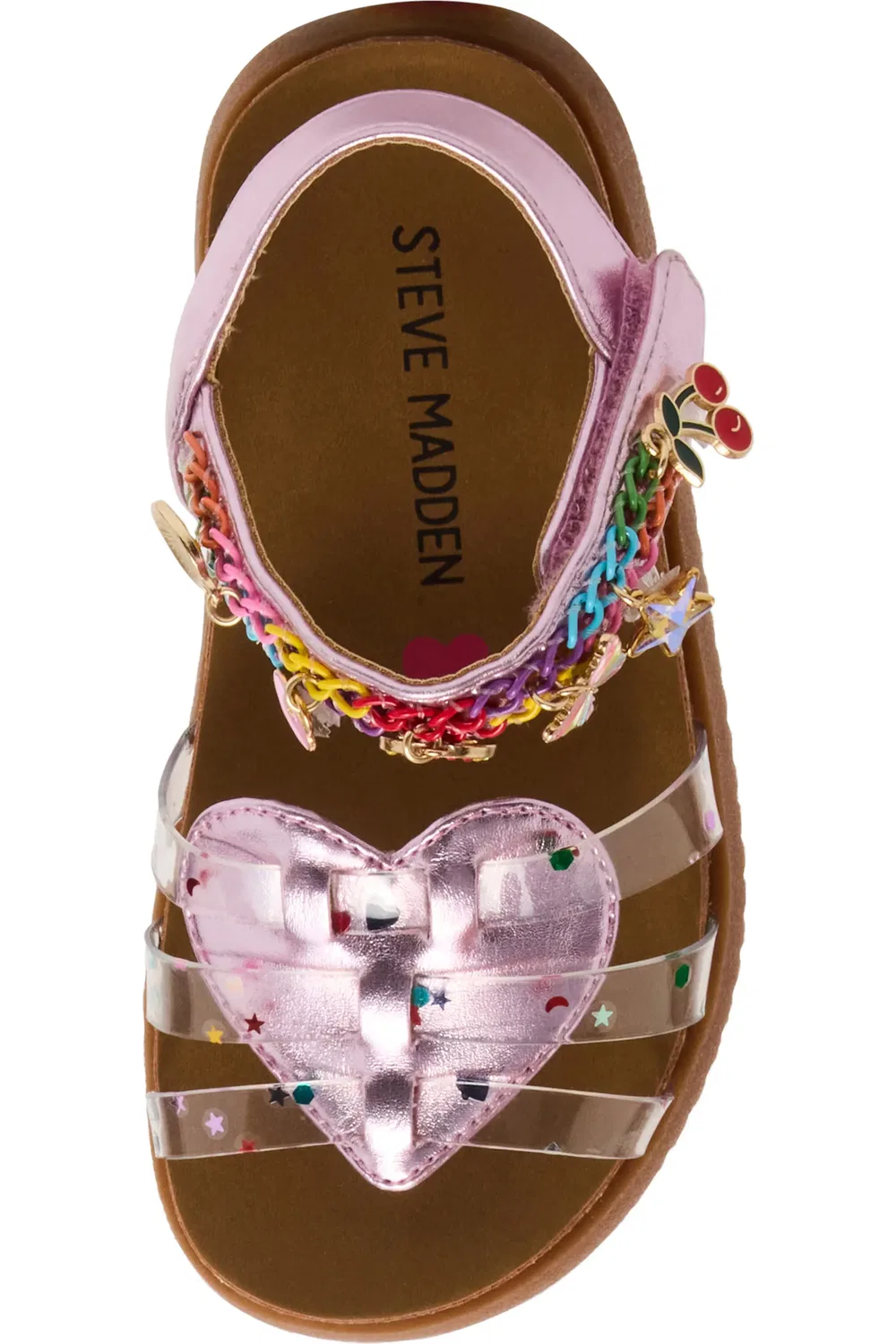 Сандалии детские с блестками и цепочками Comet Steve Madden, Pink/Clear Multi — фото 4