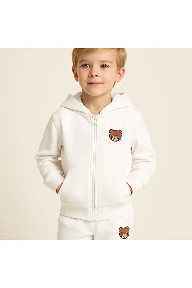 Детский комплект с капюшоном и принтом Childbaby, White