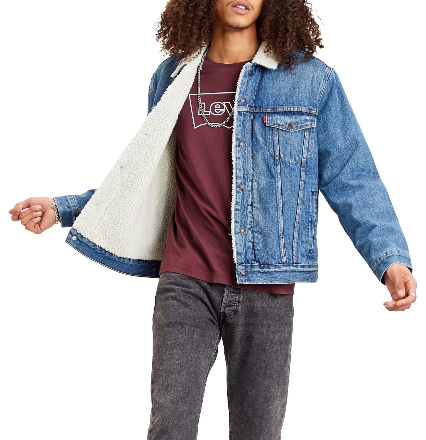 Мужская куртка-джинсовка с флисовой подкладкой Type 3 Levi's, blue — фото 2