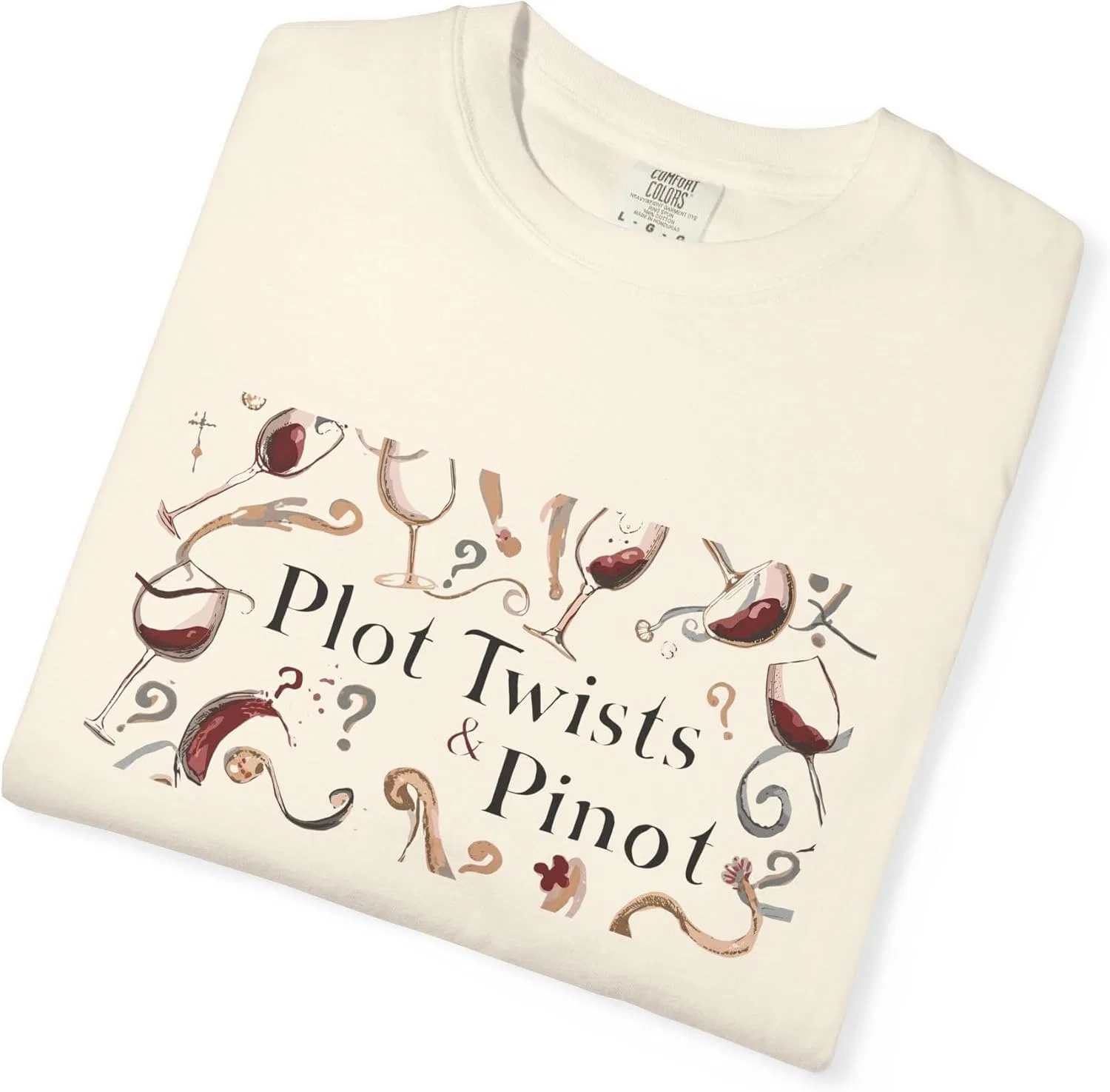 Женская футболка с принтом, Plot Twists & Pinot, молочно-белый — фото 4