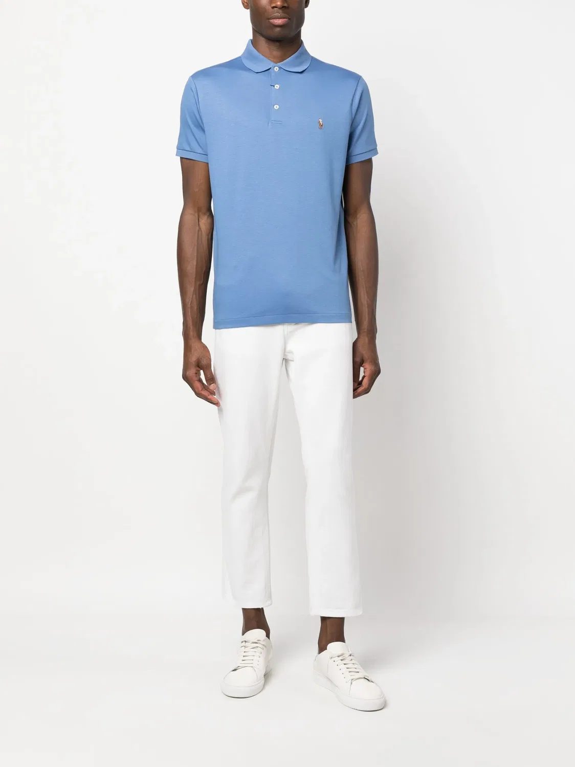 Поло рубашка с логотипом Pony из хлопка Polo Ralph Lauren, синий — фото 4