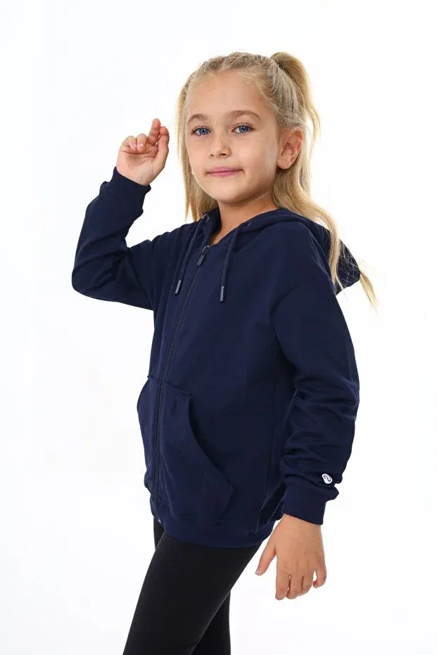 Детский кардиган с капюшоном и принтом Toontoy, Navy Blue — фото 3