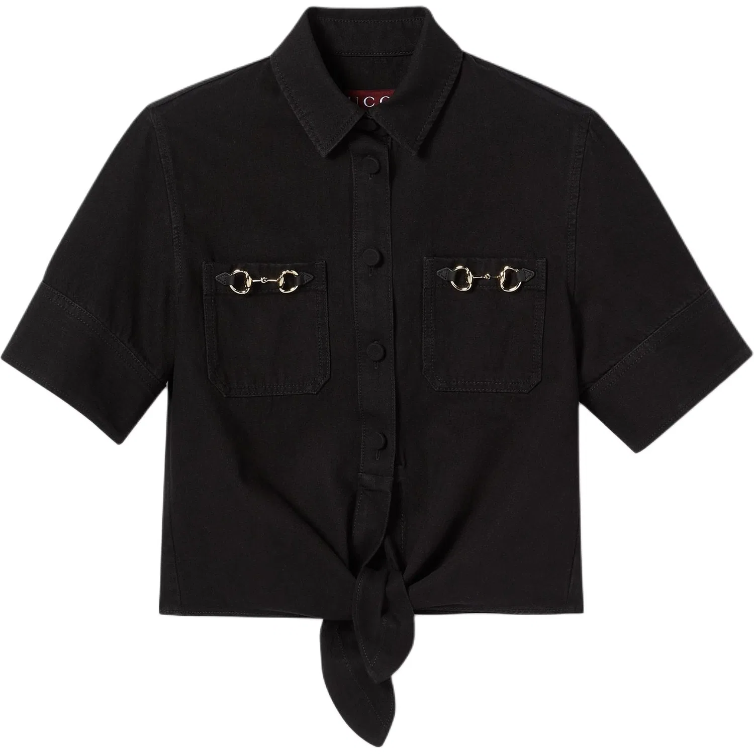 Женская рубашка из денима с пряжкой в виде уздечки GUCCI, Black