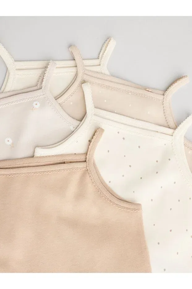 Детское боди-комплект для девочек хлопковый 5 предметов Next Baby, Cream — фото 4