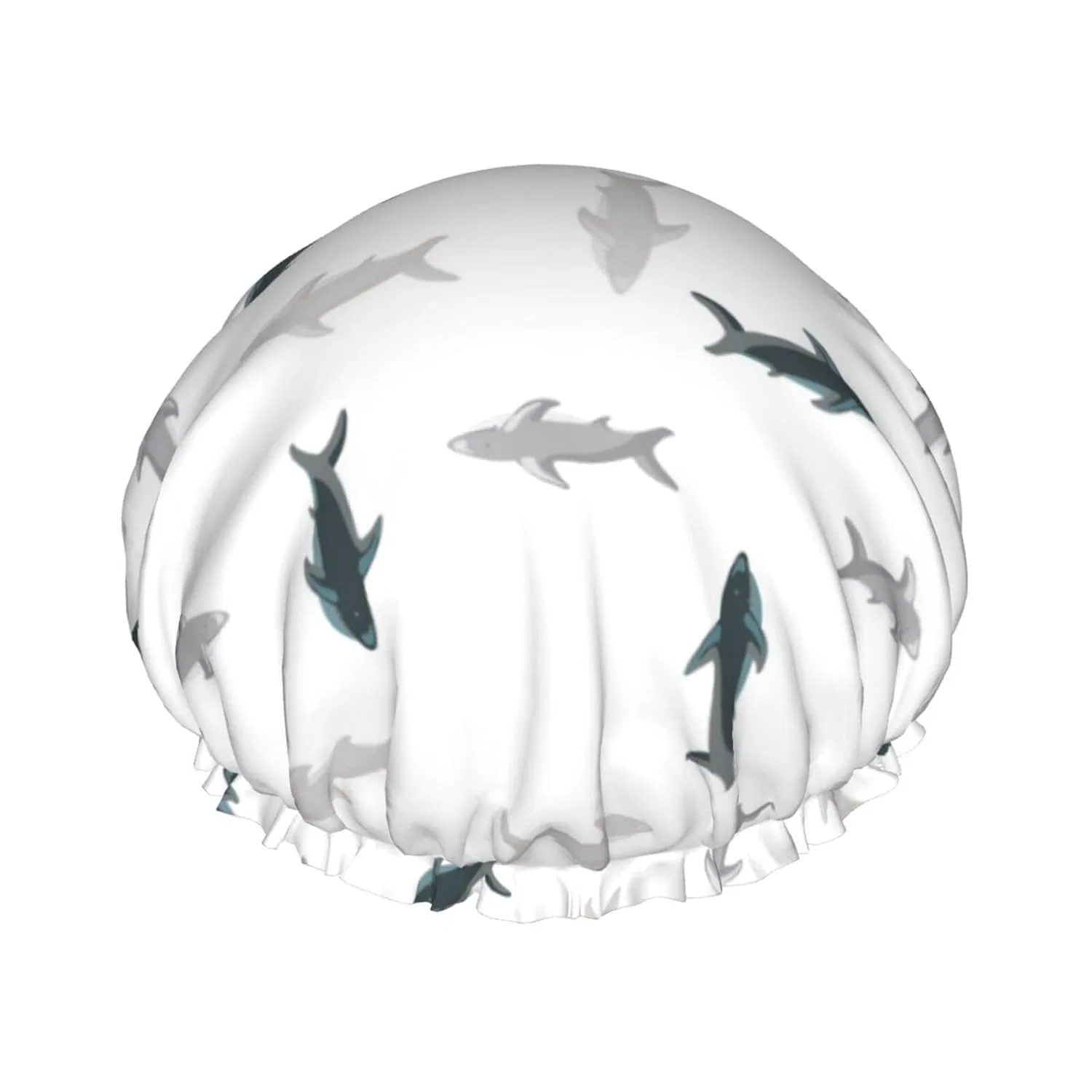 Душ. каппа для женщин, водонепроницаемая, многоразовая, Party Shark Cute No.1005, 27 см, Schwarz Tzttzt — фото 2