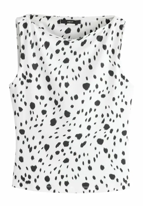 Топ с принтом Regular fit - soft touch slinky boat neck sleeveless top Next, Dalmatian print